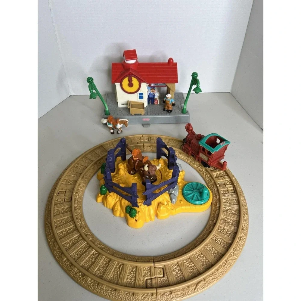 Geo Trax Rope N Ride Ranch Fisher Price Mattel‎ 2006  Bucking Bull Cowboy
